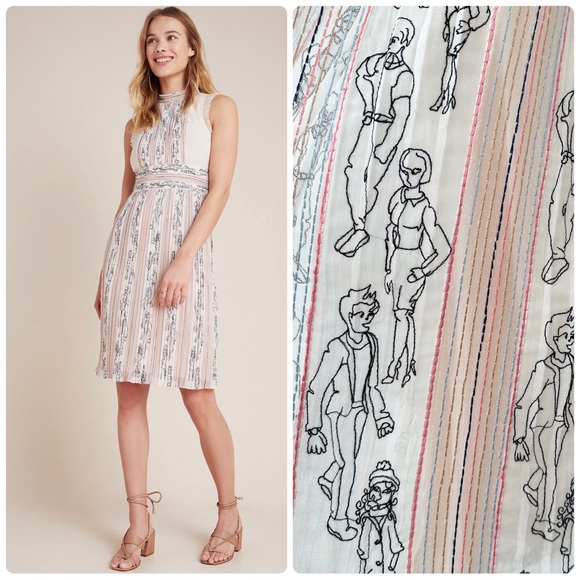 Anthropologie Geisha Designs Renoir Pleated Mini Dress - Picture 1 of 15